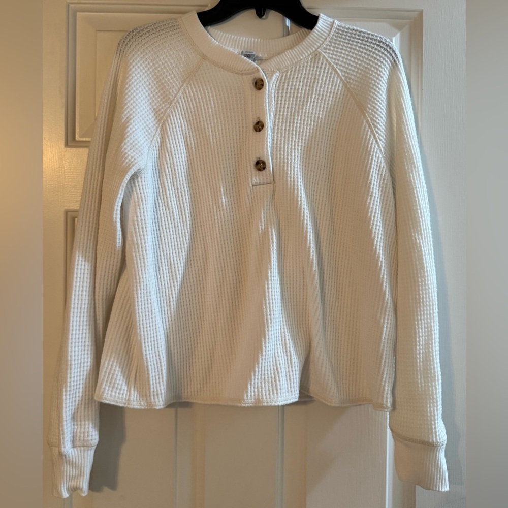 Old Navy Women's Long Sleeve Waffle Knit Top - Cream